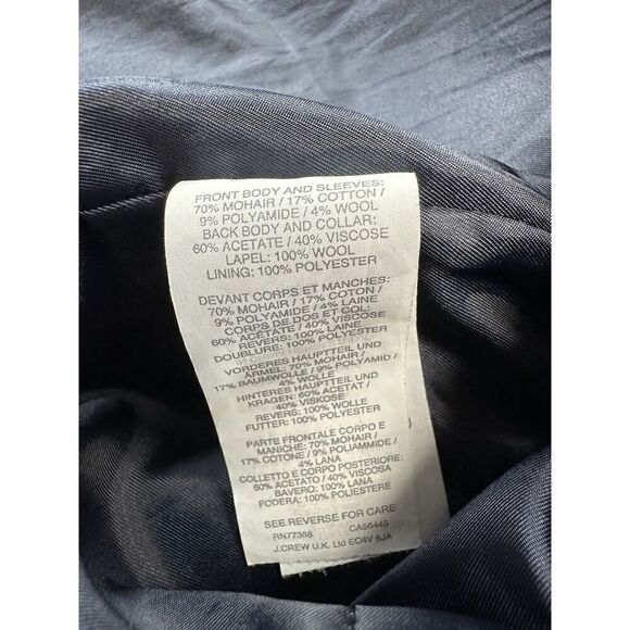 $995 J. Crew Women COLLECTION RIPPLED MOHAIR TOPCOAT Black Blue sz 2 - Picture 12 of 13